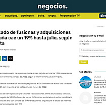 El mercado de fusiones y adquisiciones en Espaa cae un 19% hasta julio, segn TTR Data